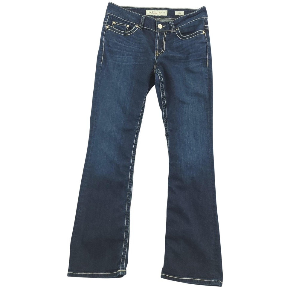 BKE Payton Jeans Womens 30L Blue Dark‎ Wash Mid Rise Bootcut Stretch Denim
